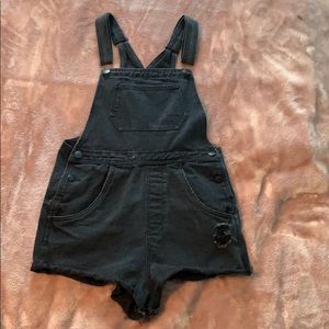 Black overall shorts